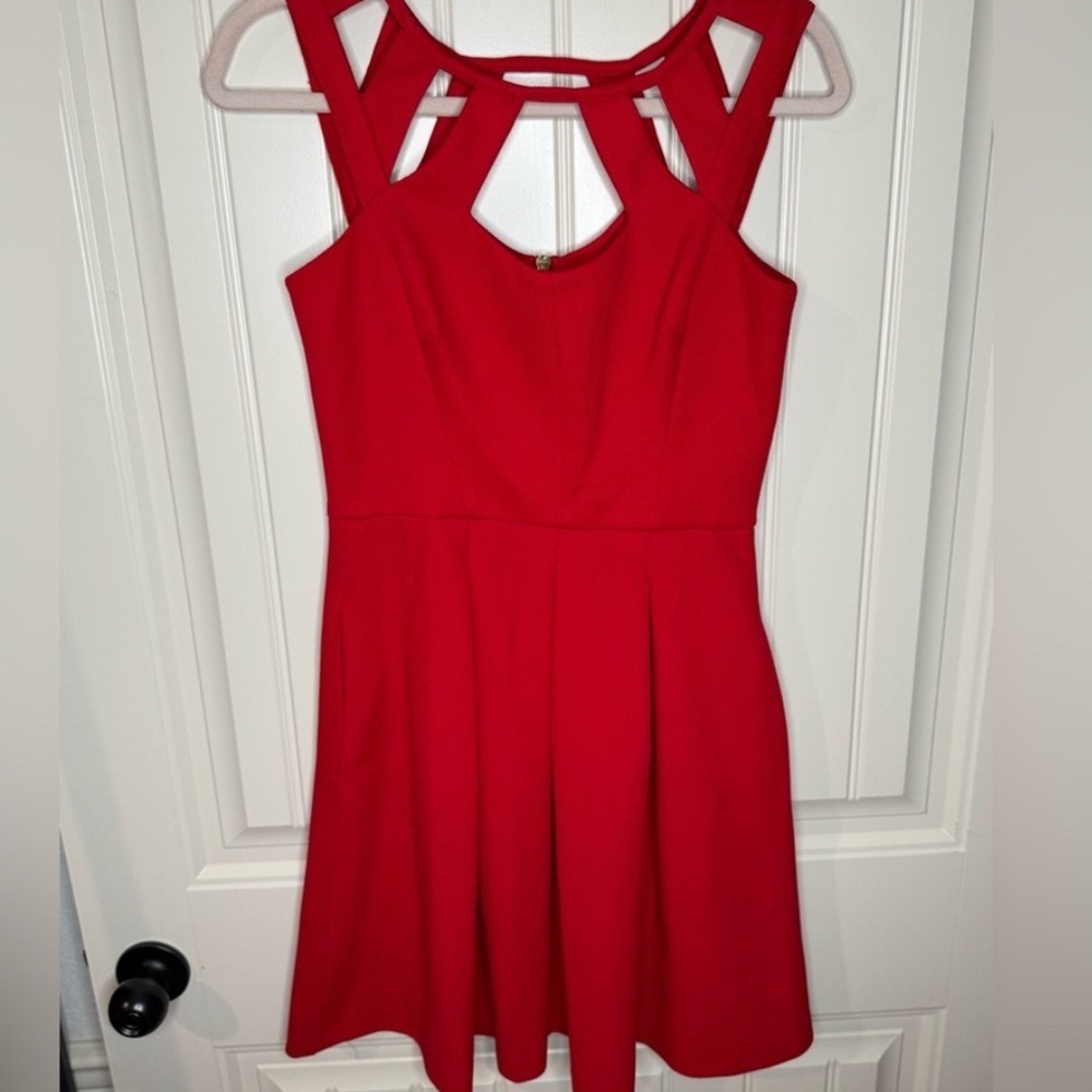 Betsey Johnson Red Cutout Mini skater Dress - Picture 2 of 8